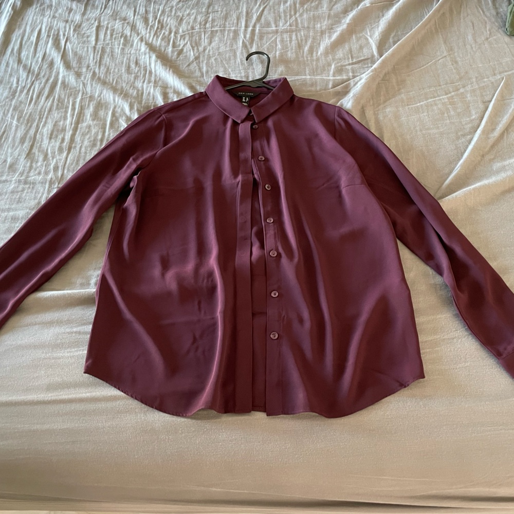 New Look Women's Burgundy Button Down Shirt